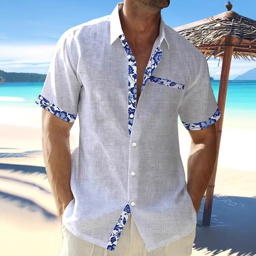 Slim Fit Men Shirt Casual Summer Short Sleeve