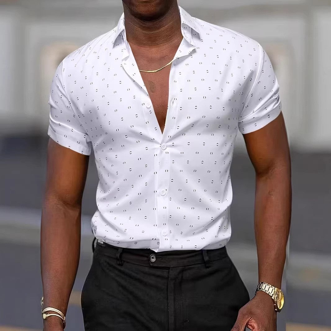 Slim Fit Men Shirt Casual Summer Short Sleeve