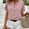 Floral Print Button-Down Blouse Women Regular Fit Casual Summer