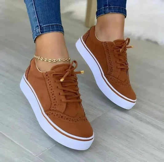 Sneakers Women Regular Fit Casual Platform Lace-Up