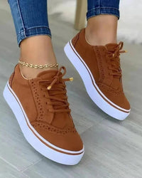 Sneakers Women Regular Fit Casual Platform Lace-Up