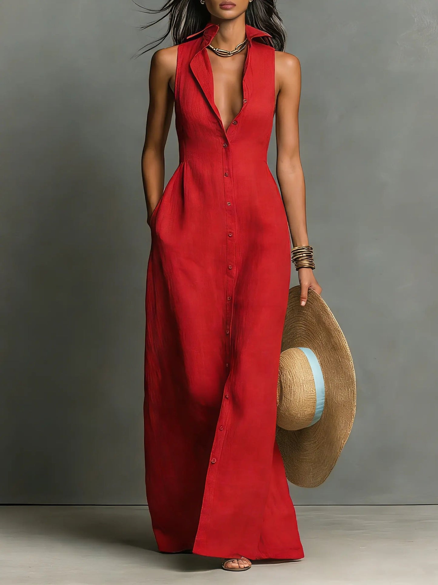 Maxi Shirt Dress Women Relaxed Fit Casual Summer