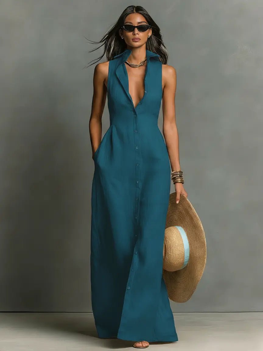 Maxi Shirt Dress Women Relaxed Fit Casual Summer