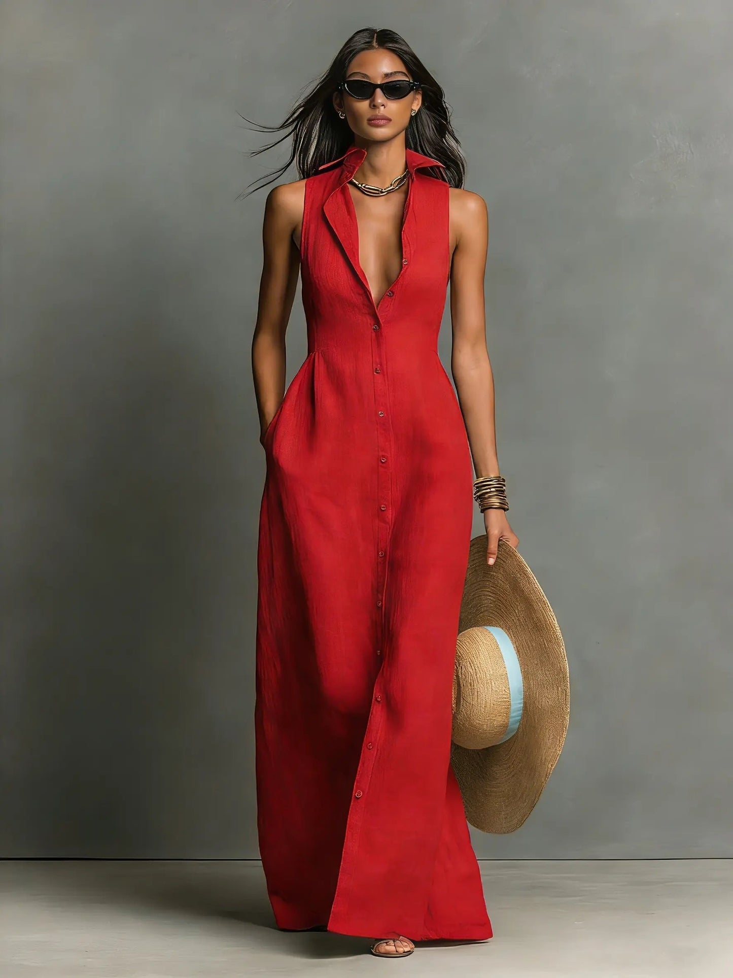 Maxi Shirt Dress Women Relaxed Fit Casual Summer