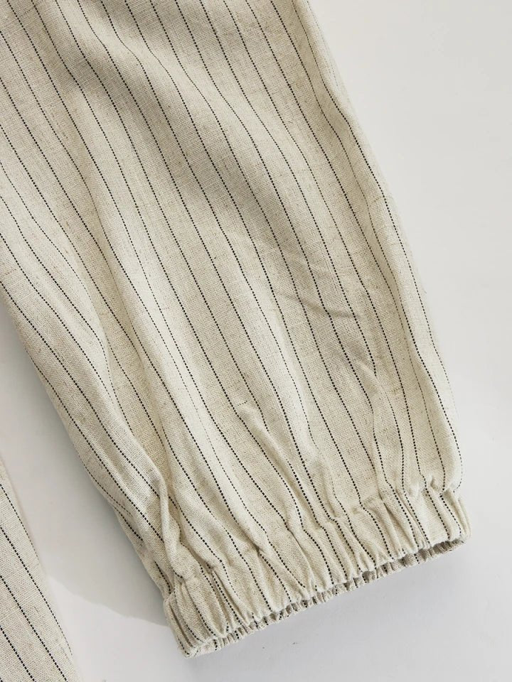 Midi Dress Women Relaxed Fit Casual Striped Button-Down
