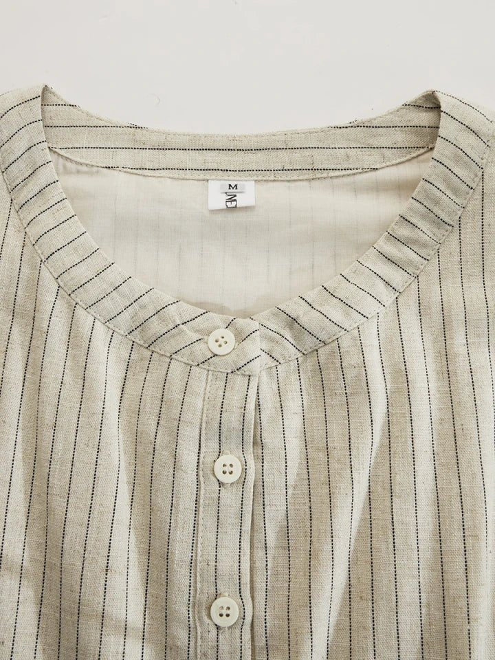 Midi Dress Women Relaxed Fit Casual Striped Button-Down