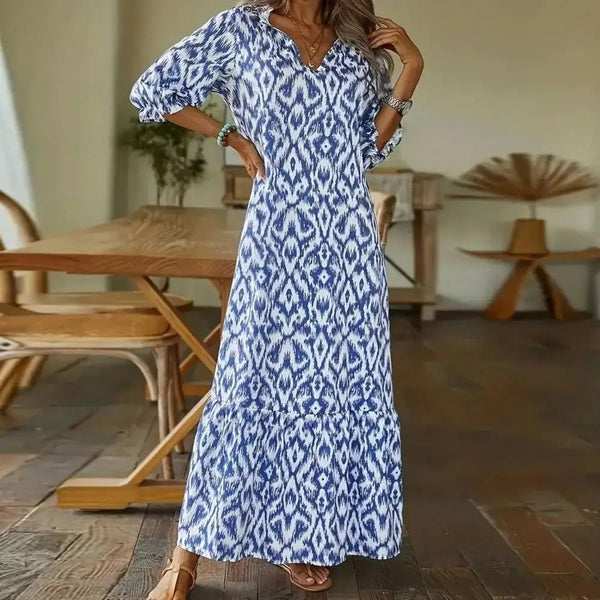Maxi Dress Women Regular Fit Casual Summer Bohemian V-Neck